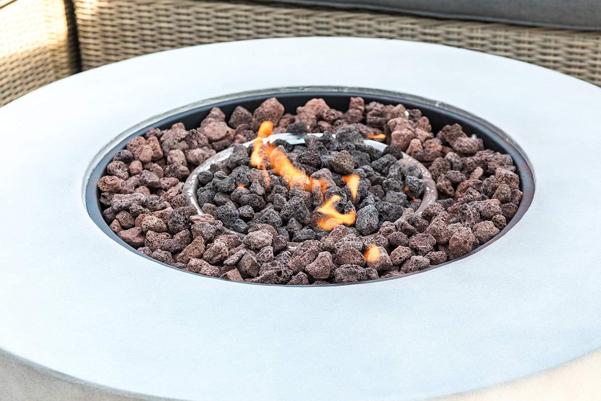 Concrete Propane Gas Fire Pit Table with PVC Cover and Lava Rocks, 50,000 BTU, 36 inch, Light Gray S338962