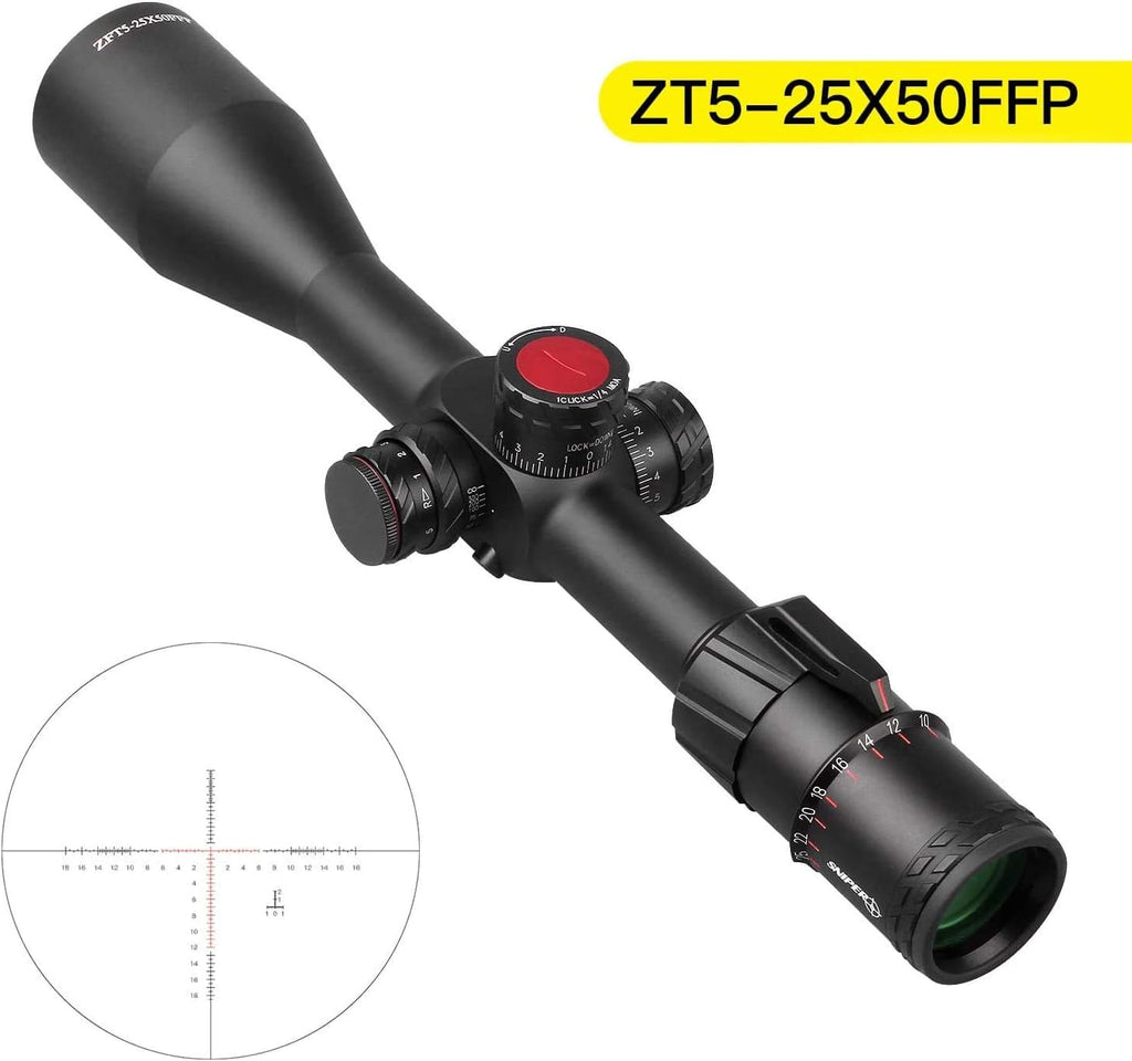 5-25x50 FFP First Focal Plane Scope with Red/Green Illuminated Reticle O2850