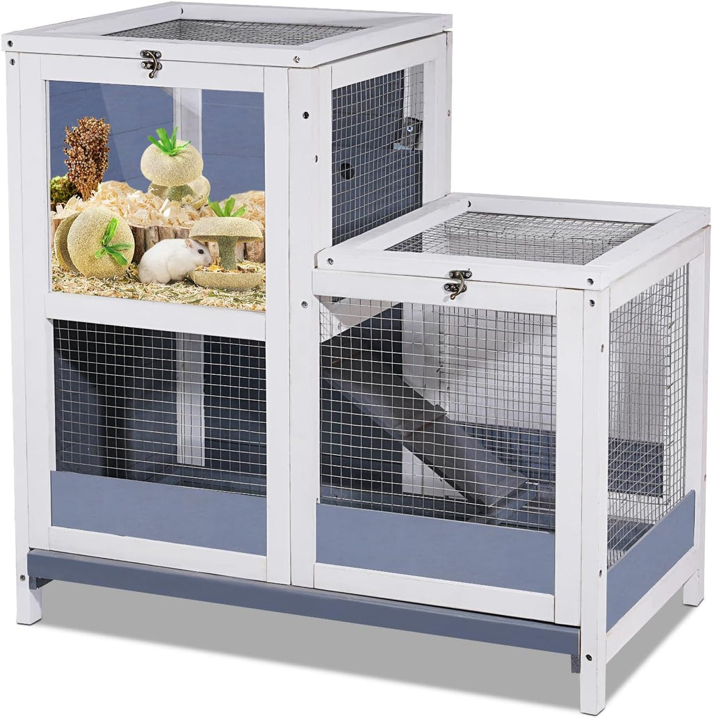 Wooden Guinea Pig Cage with Openable Roofs and Removable Tray C551