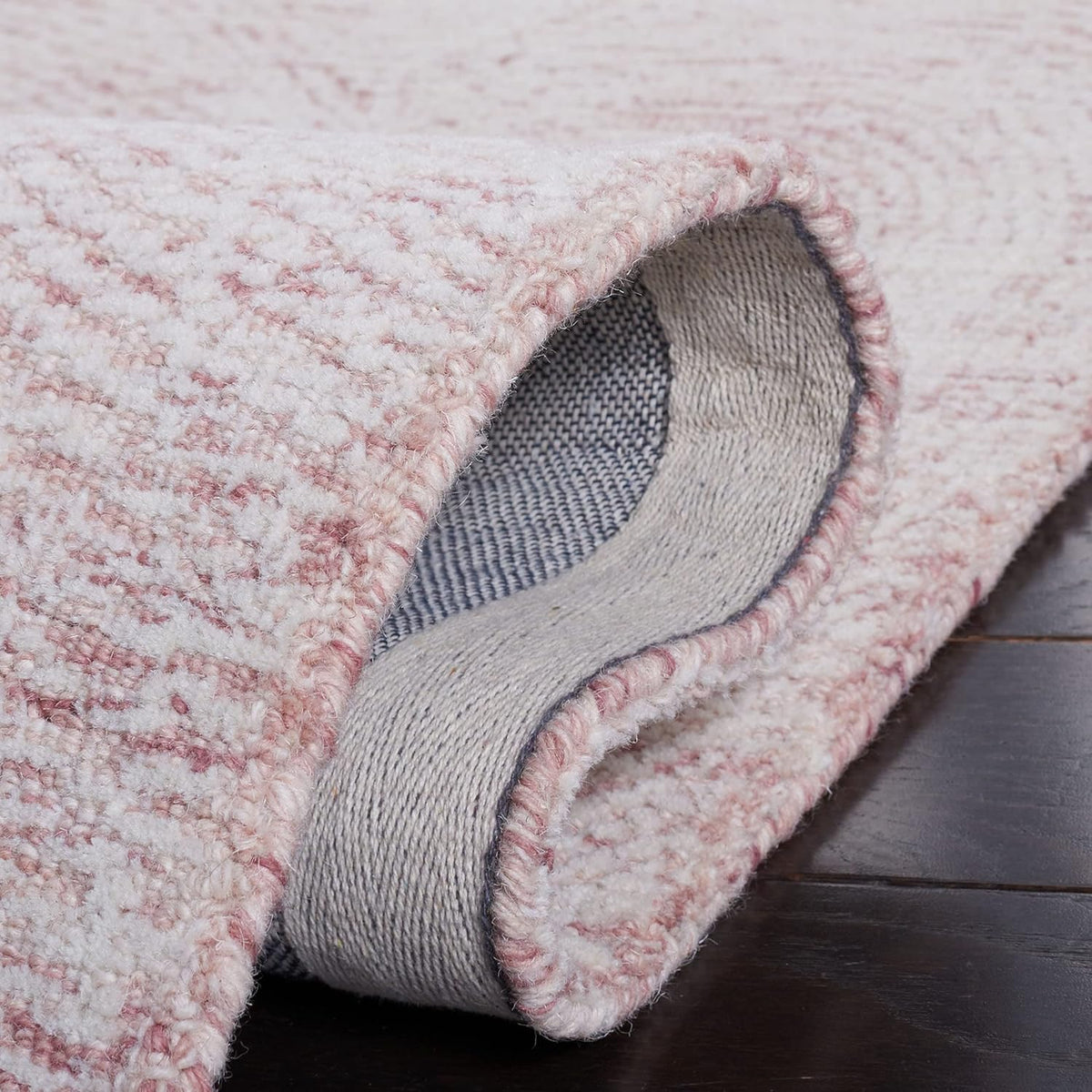 10' x 14' Pink & Ivory Handmade Wool Area Rug D592964