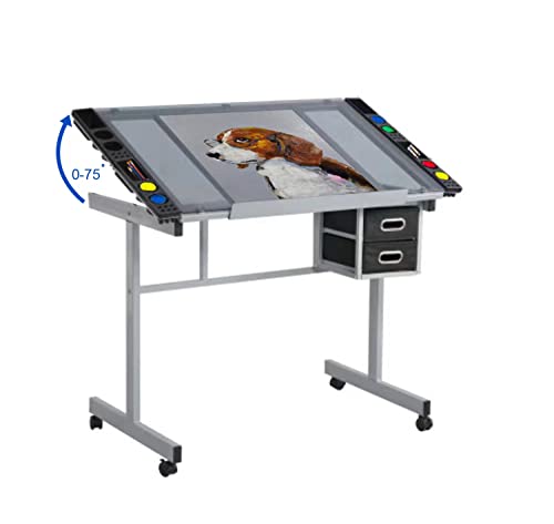 Silver Adjustable Glass Drafting Table E156526