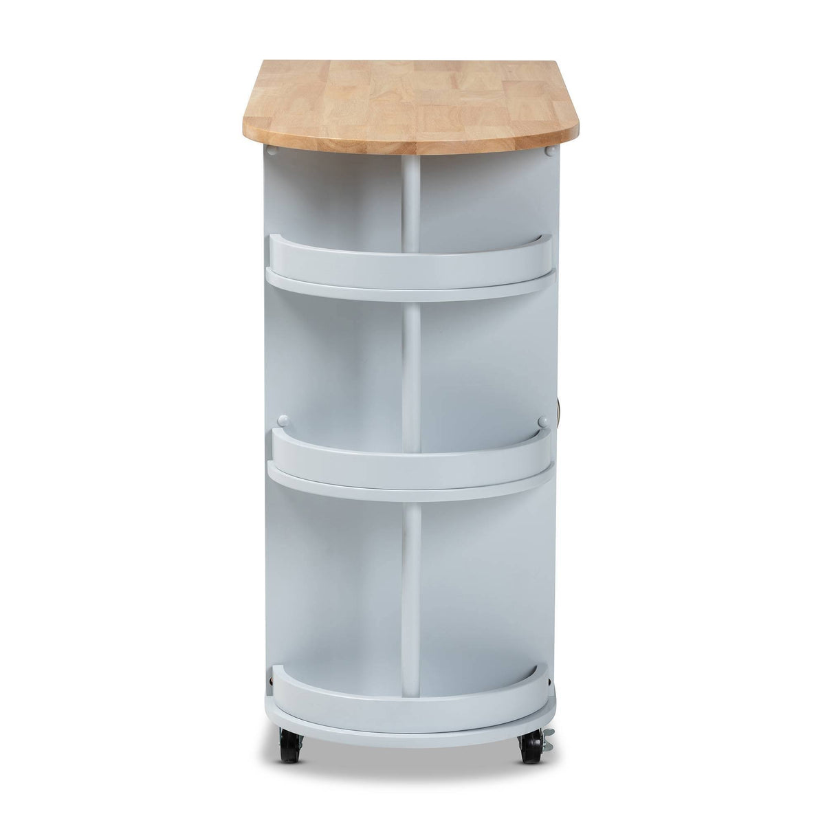Light Grey Natural Wood Kitchen Storage Cart A945152