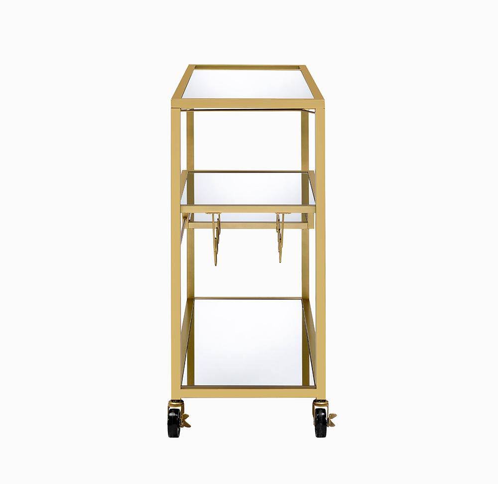 Gold and Clear Glass Serving Cart B60365