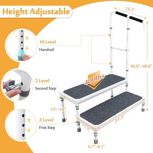 Medical Step Stool with Handle Adjustable Step Platform Y667