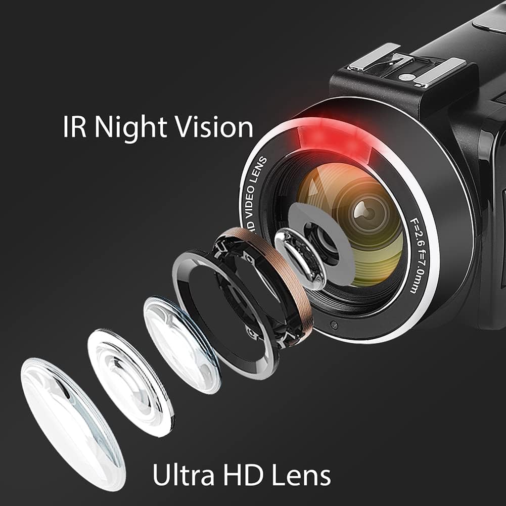 4K 56MP UHD Video Camera Camcorder with 32G SD Card IR Night Vision 18X Digital Zoom WiFi U184298