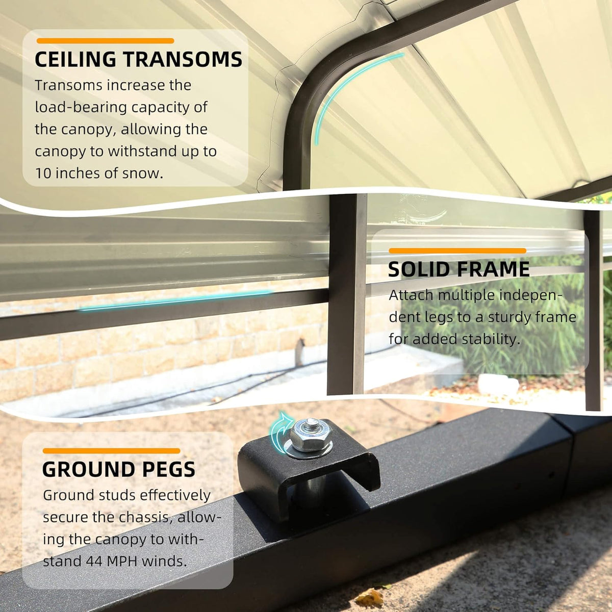 12 x 20 ft Carport with Galvanized Steel Roof R561863