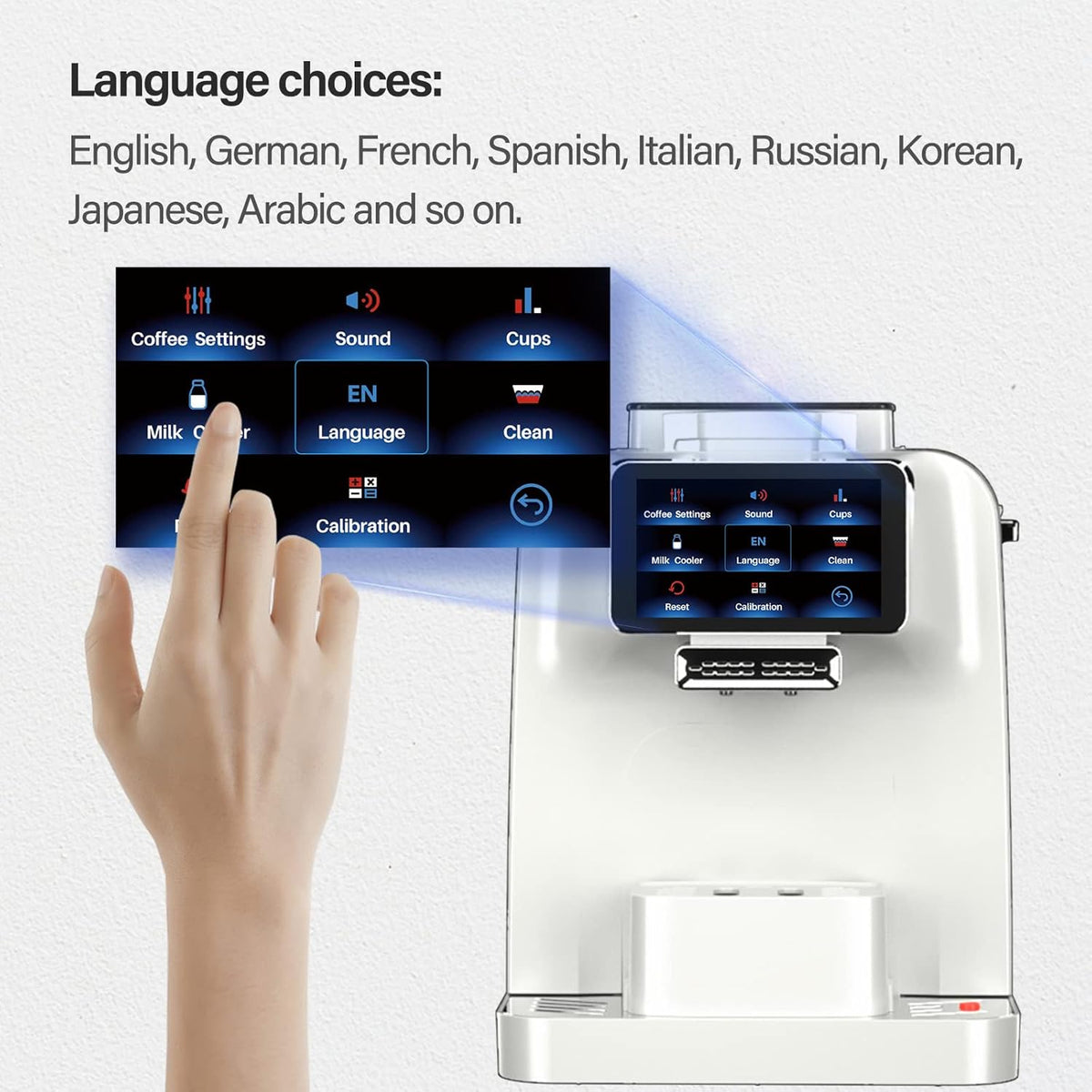 Super Automatic Espresso Coffee Machine with Milk Jug, Built-in Small Refrigerator, Controlled by WIFI Connection (White) I409893