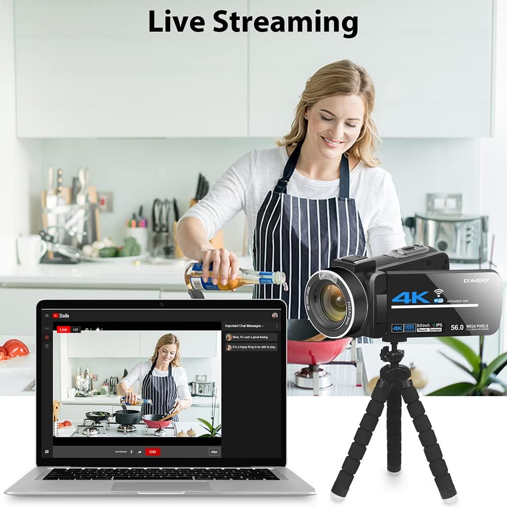 4K 56MP UHD Video Camera Camcorder with 32G SD Card IR Night Vision 18X Digital Zoom WiFi U184298