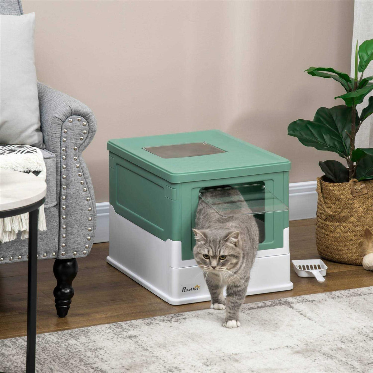 Fully Enclosed Cat Litter Box with Front Entry O267567