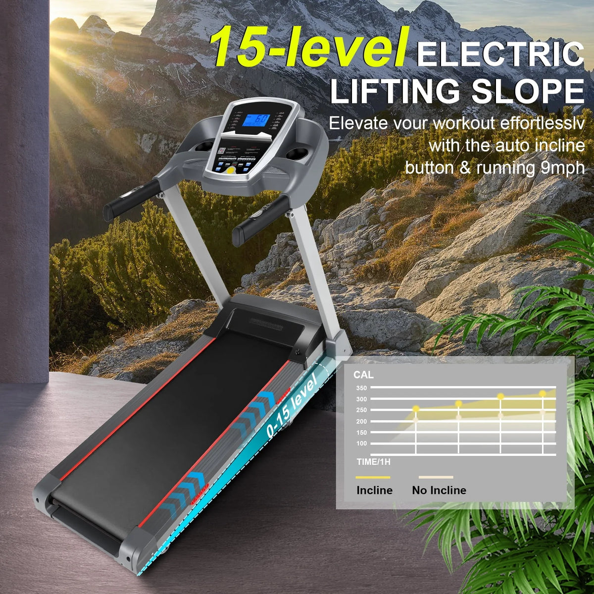 3.25HP Electric Treadmill with 15-Level Auto Incline C773