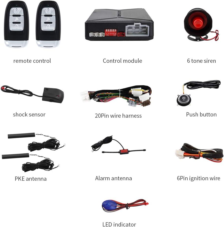 Car Alarm Remote Starter Keyless Entry Push Start DC12V T35514