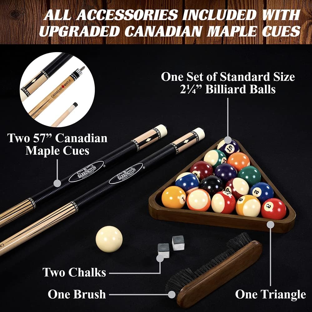 8' Slate-Tech Drop Pocket Table with Pool Ball and Cue Stick Set O662
