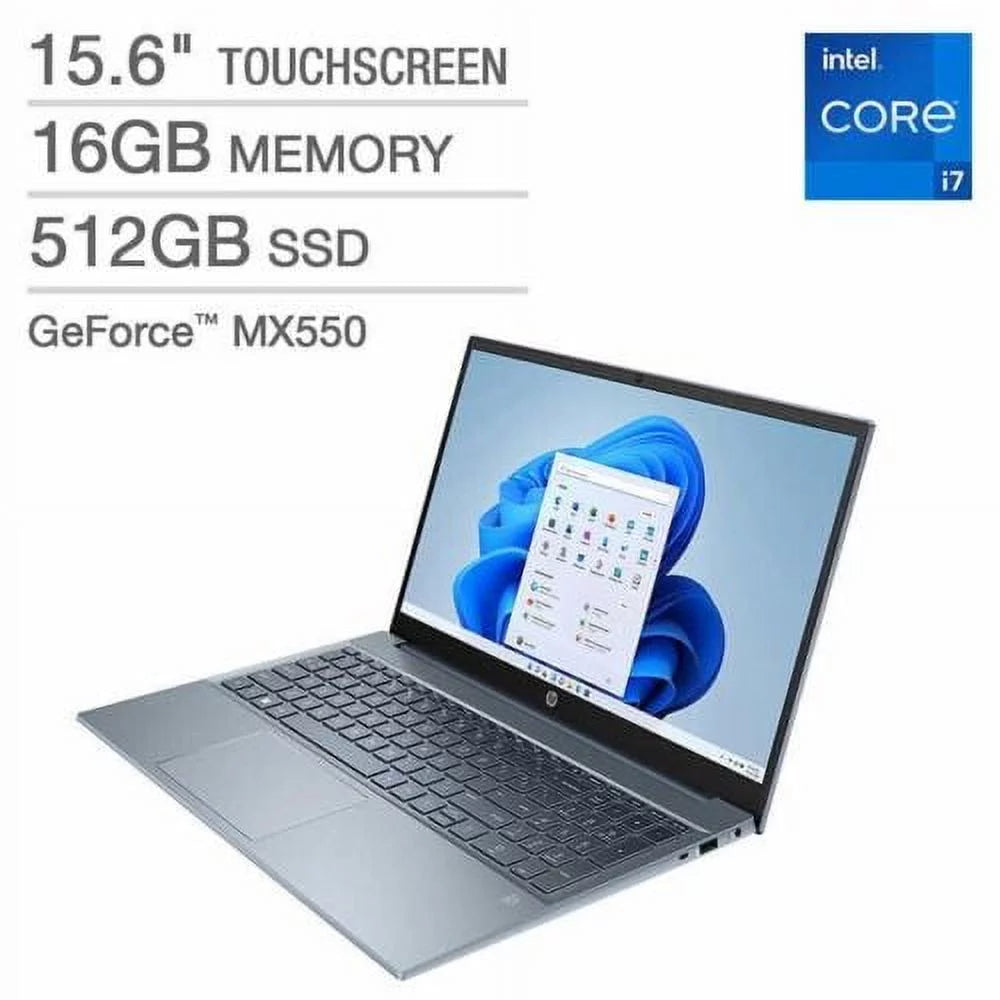 15.6" Touchscreen Laptop 13th Gen Intel Core i7 GeForce MX550 1080p Blue 16GB RAM H660