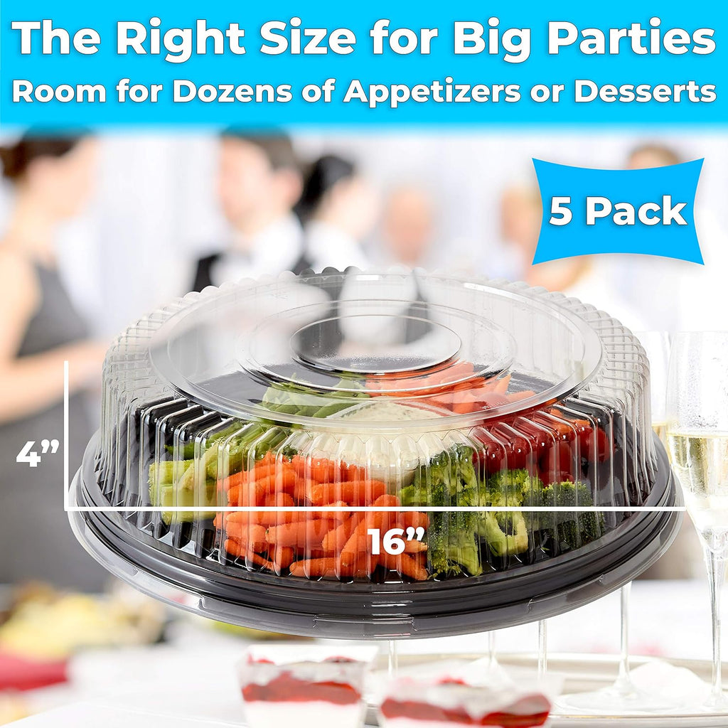 Black Plastic 16 in. Serving Tray and Lid 5pk U36558