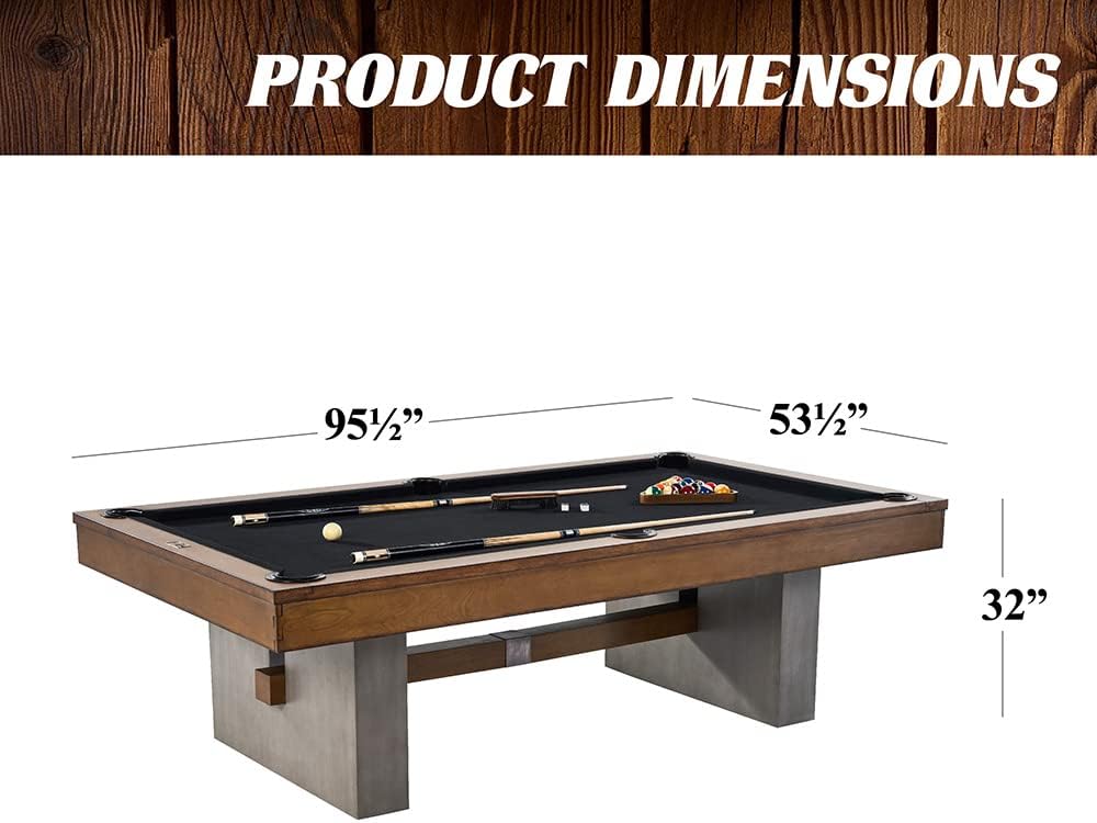 8' Slate-Tech Drop Pocket Table with Pool Ball and Cue Stick Set O662