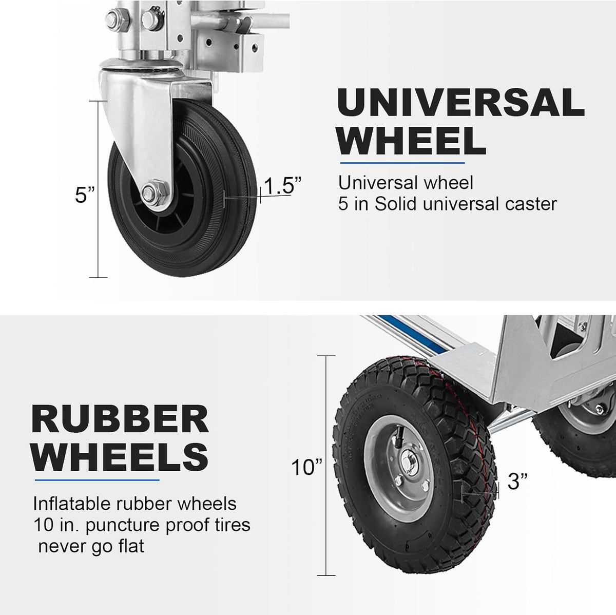 Heavy Duty Convertible Aluminum Hand Truck Dolly with Rubber Wheels B754