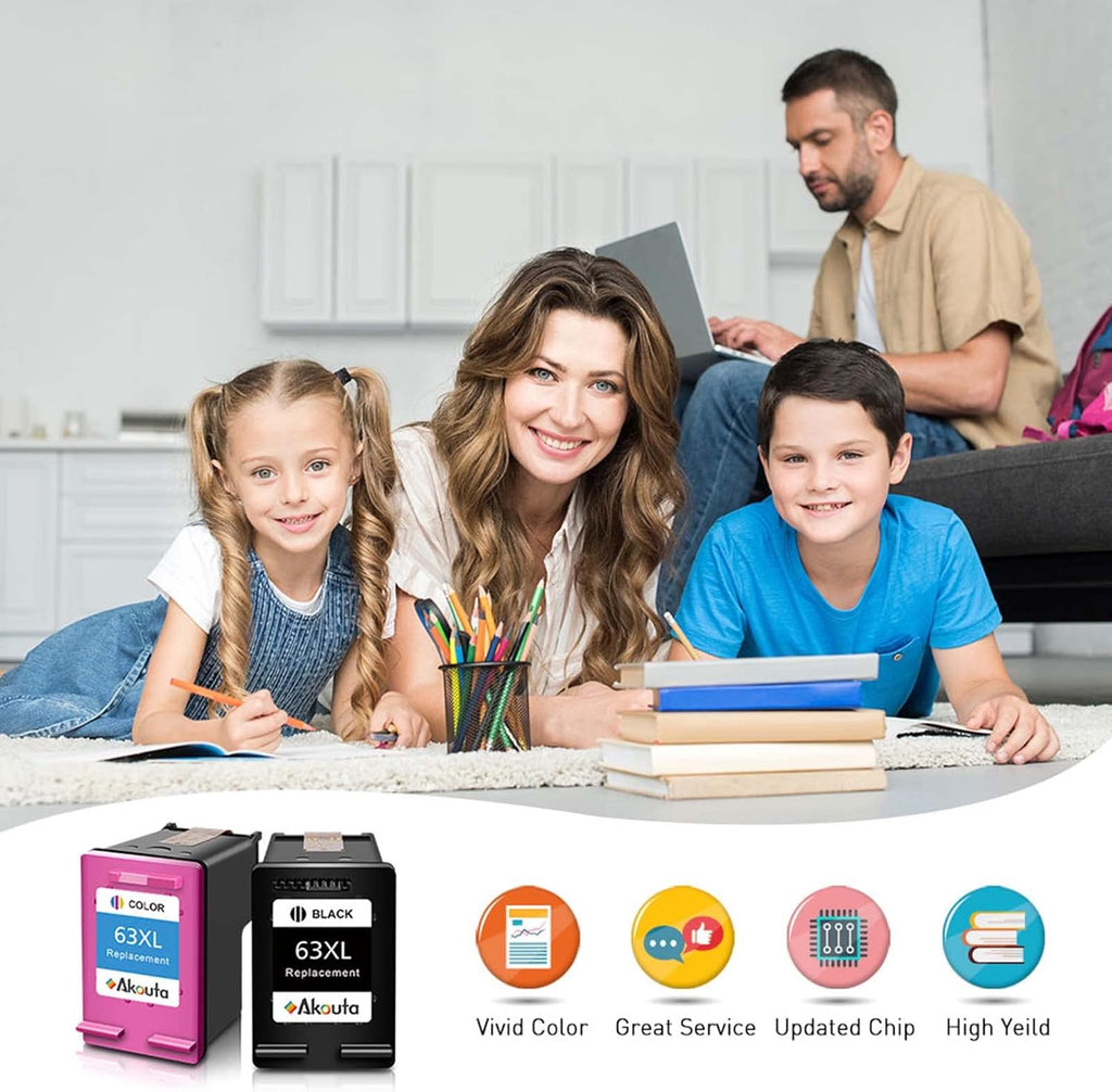 Remanufactured Ink Cartridge 63 Pack of 2 (2 Black 1 Tri-Color) R3227