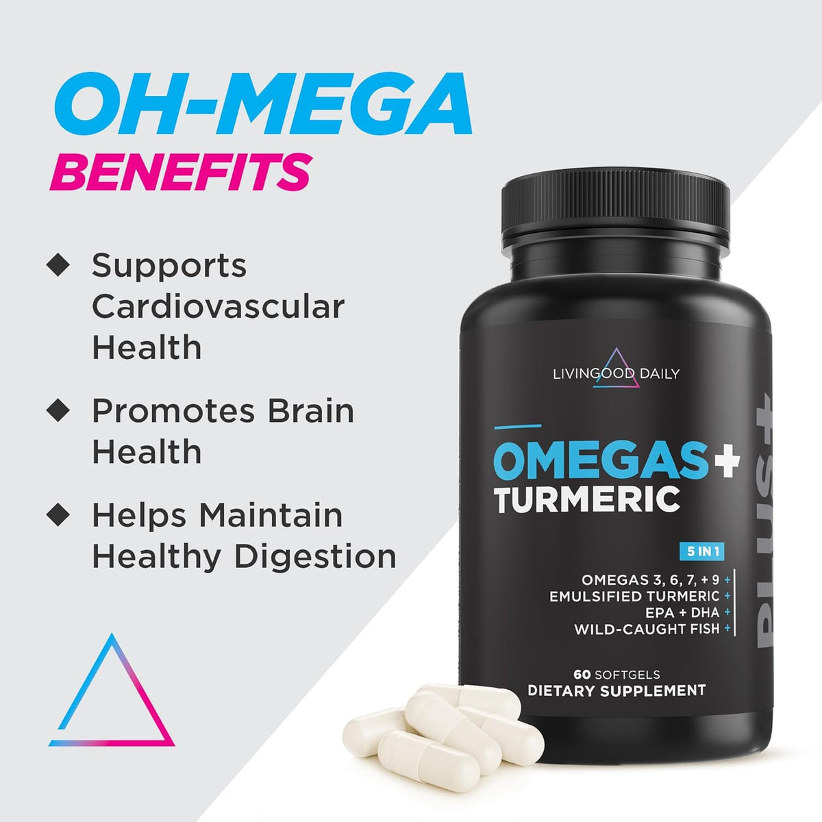 Omega 3 6 9 Plus Turmeric Curcumin Supplement 60 Softgels U44861