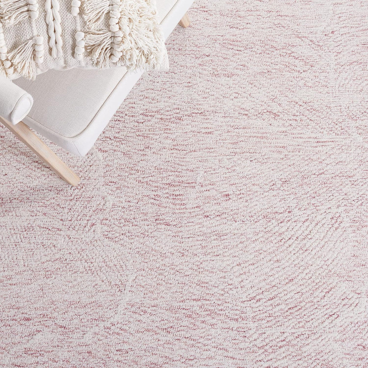 10' x 14' Pink & Ivory Handmade Wool Area Rug D592964