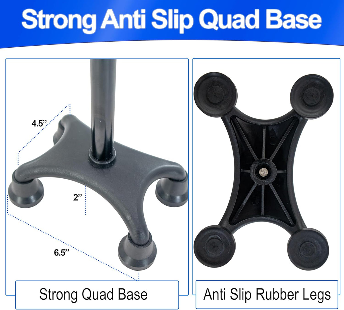 Adjustable Quad Prong Cane with Rotatable Second Support Handle K806