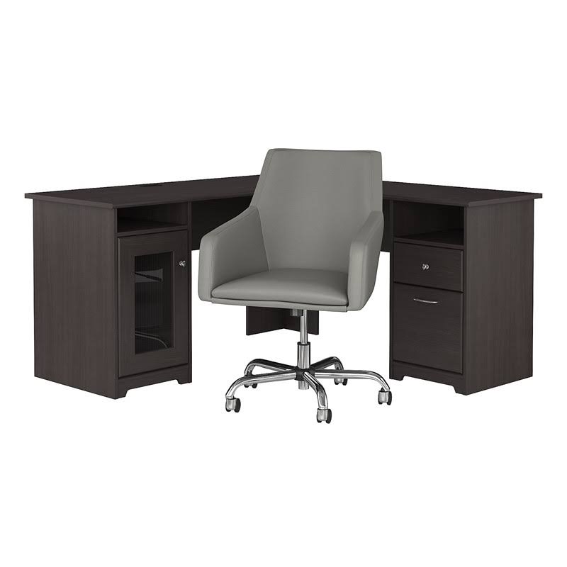 Heather Gray L Shaped Desk & Chair Set O173901