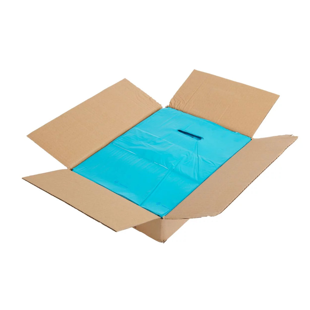 Teal Blue Plastic Shopping Bags with Die Cut Handles Lightweight 9x12 Pack of 1,000 N33311