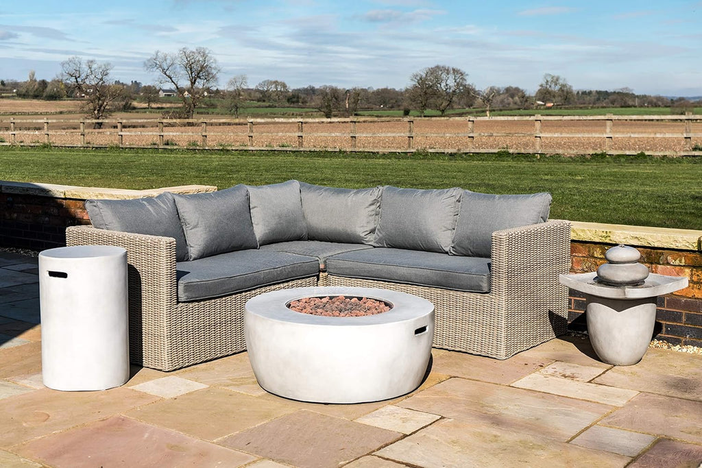 Concrete Propane Gas Fire Pit Table with PVC Cover and Lava Rocks, 50,000 BTU, 36 inch, Light Gray S338962