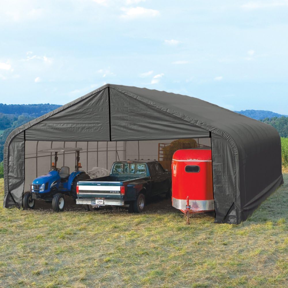 Gray 20ft.L x 30ft.W x 16ft.H Garage Shelter J6217