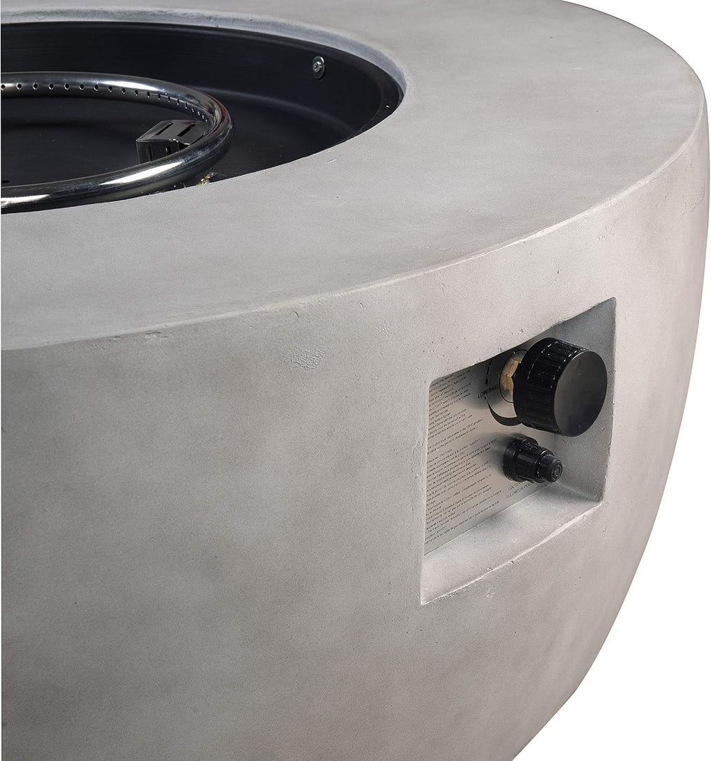 Concrete Propane Gas Fire Pit Table with PVC Cover and Lava Rocks, 50,000 BTU, 36 inch, Light Gray S338962