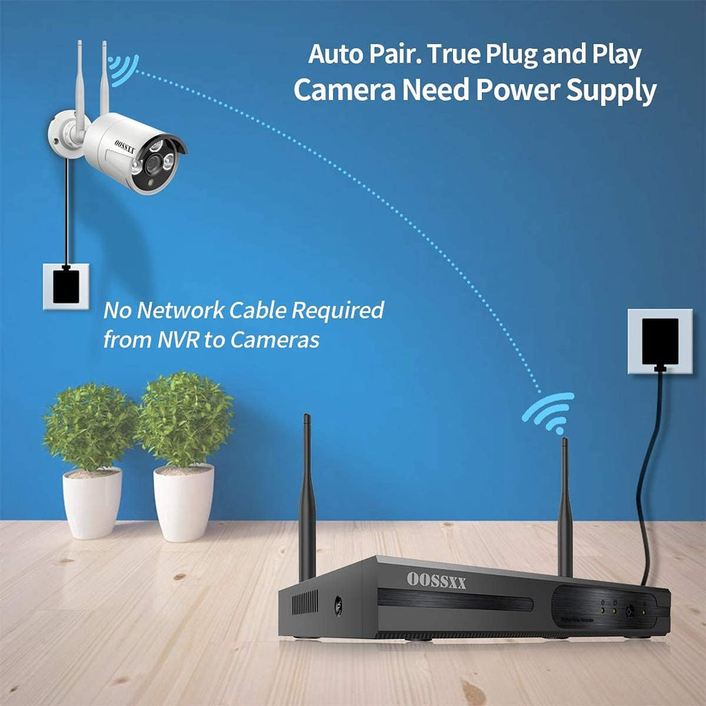 2K 3.0MP Wireless Security Camera System, 8 Channel NVR Outdoor Home Surveillance with 4TB HDD O652
