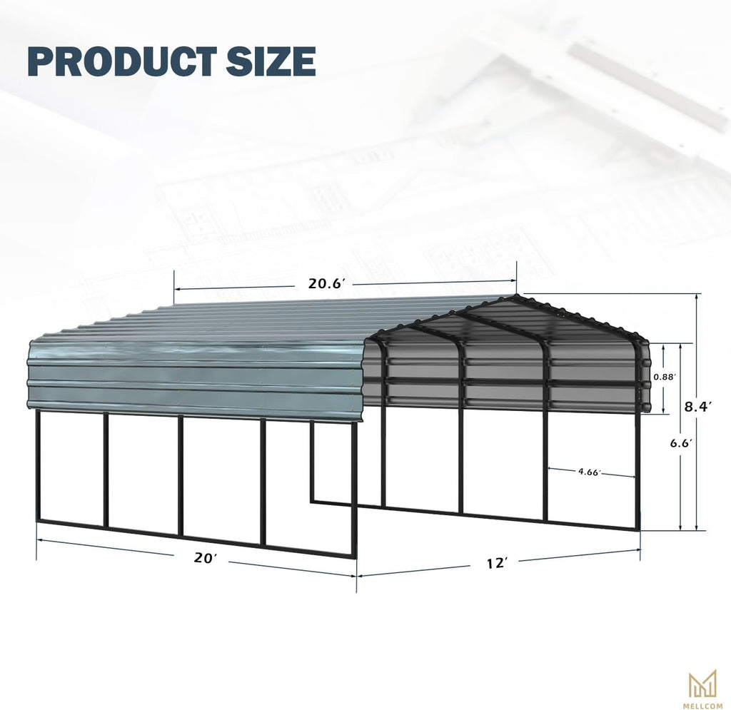 12 x 20 ft Carport with Galvanized Steel Roof R561863