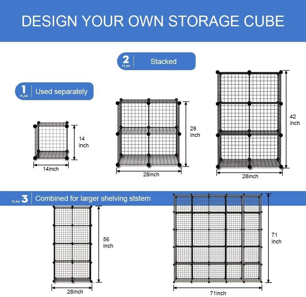 14x14 Wire Cube Storage 25-Cube Modular Shelving Unit E3672