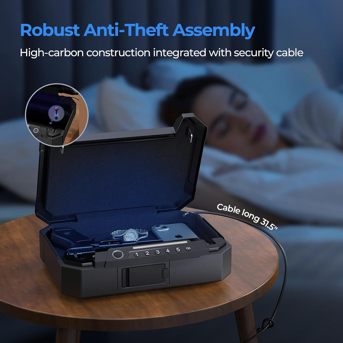 Biometric Fingerprint Gun Safe with USB-C Charging and Interior Light L3161