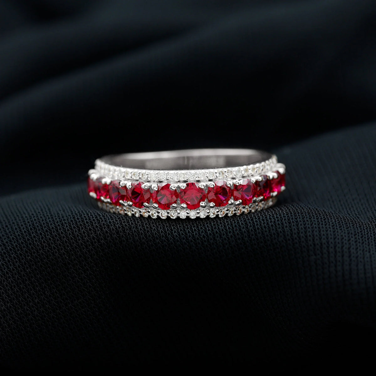 14K White Gold Anniversary Ring with Diamond Accent Q37860