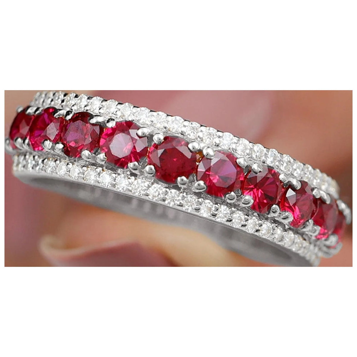 14K White Gold Anniversary Ring with Diamond Accent Q37860