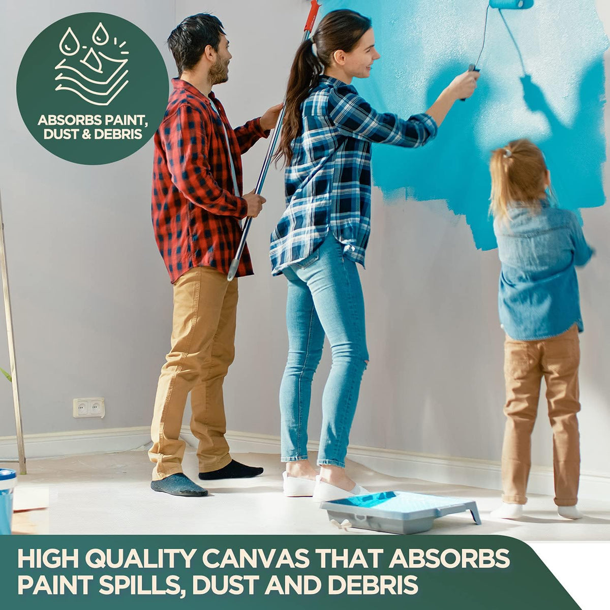 6 Piece Cotton Canvas Drop Cloth Set, 9 by 12 Feet N275491