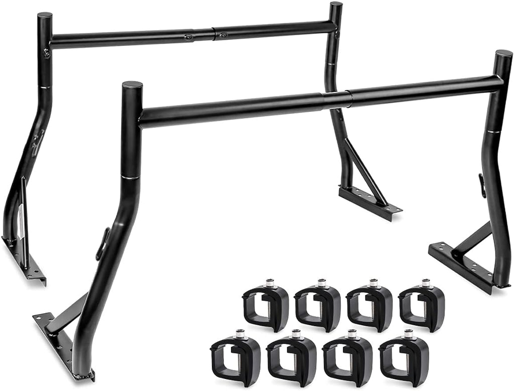 Extendable Steel Pick-Up Truck Ladder Rack Two-bar Set - Black O52341