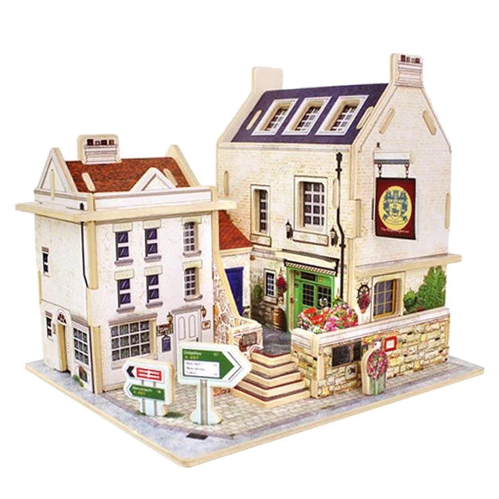 Britain Bar Pub Life Scene 3D Wooden Dollhouse Miniature With Furniture L94901