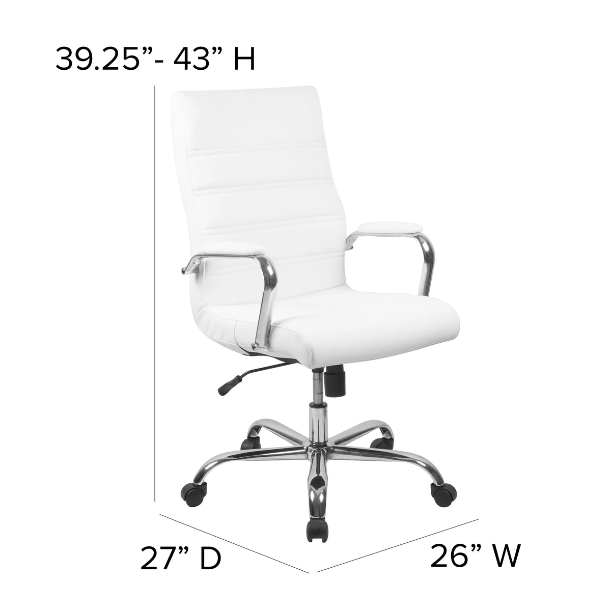 White High Back Executive Swivel Office Chair with Chrome Arms M2064