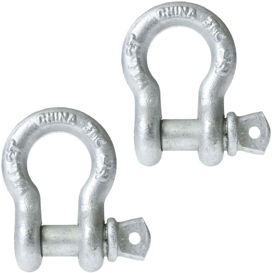 2 Pack Galvanized Screw Pin Anchor Shackles, 12 Ton Capacity C8894