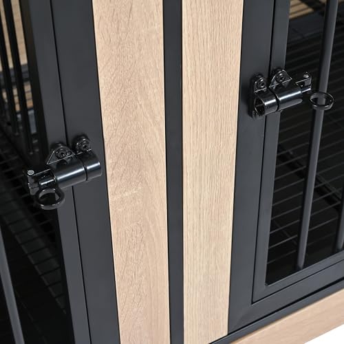 XL Double Large Wooden Dog Crate Furniture with Tray & Partition K1417