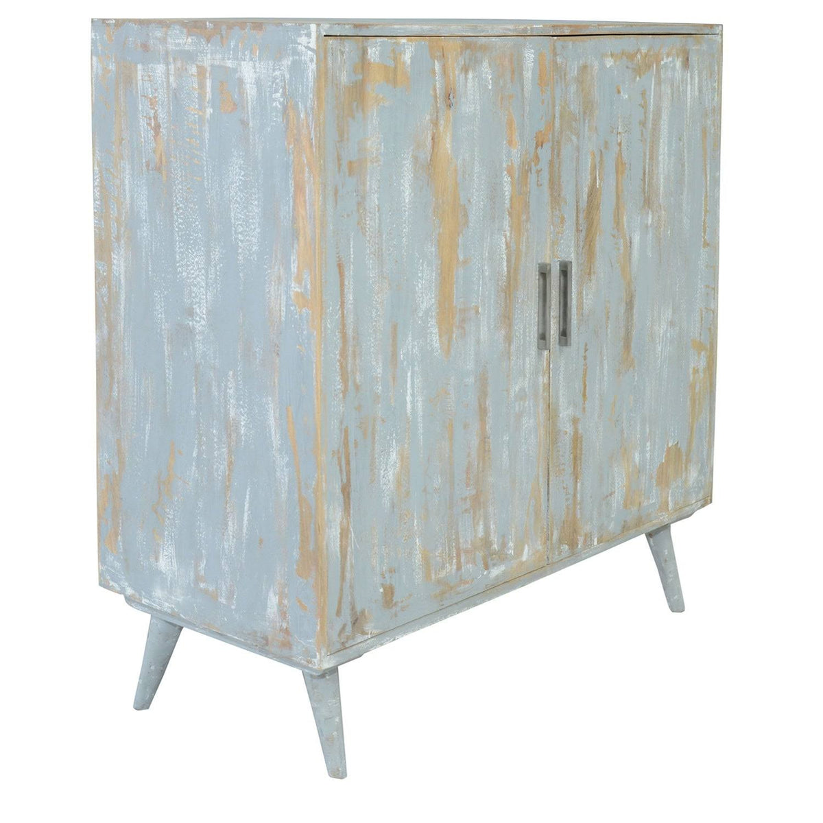 2 Door Mango Wood Cabinet Grey Finish D81653