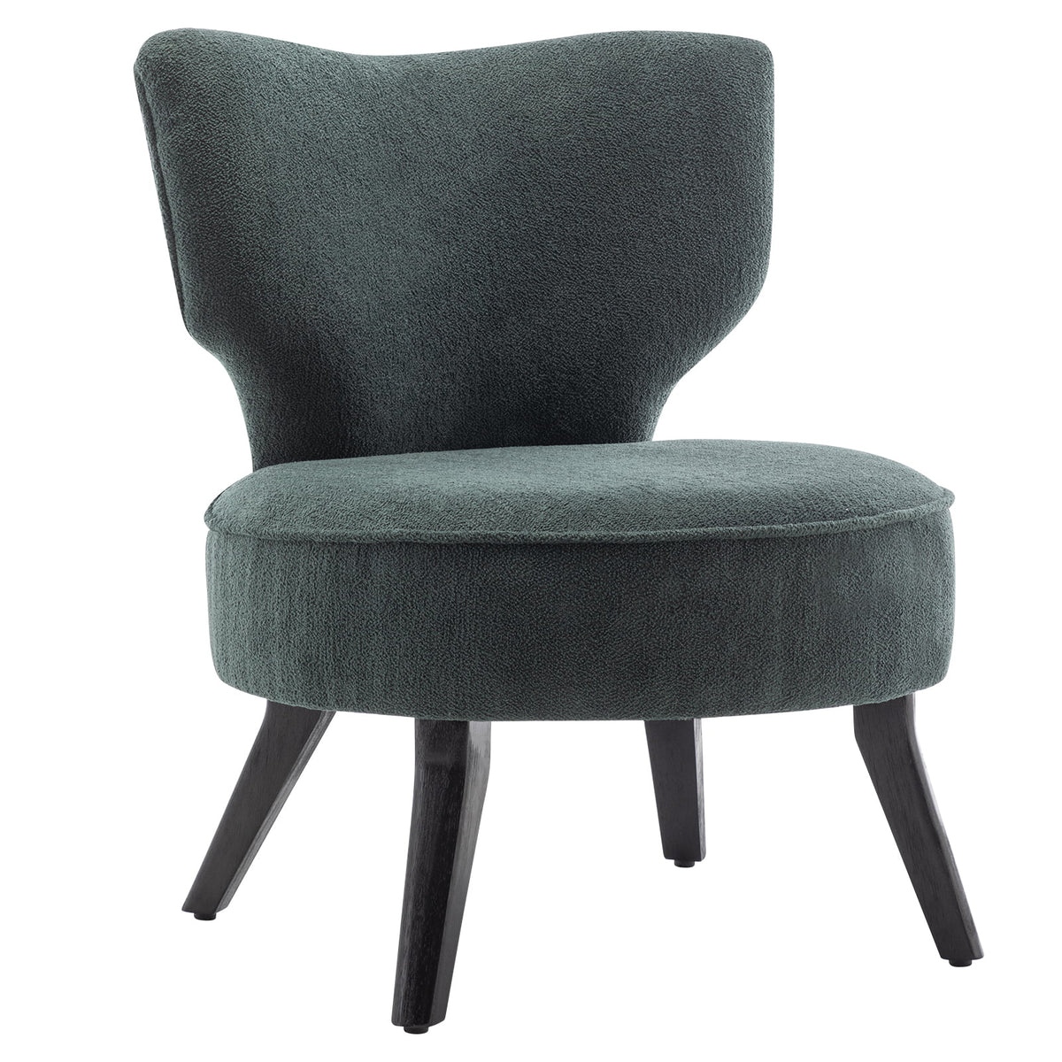 Dark Green Velvet Single Accent Chair with Wooden Legs U234