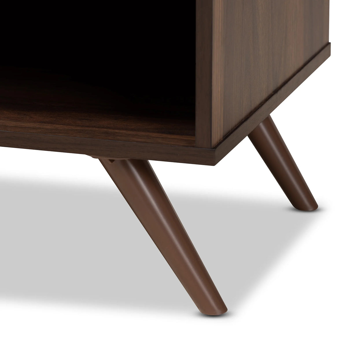 Grey and Walnut Wood 2-Door TV Stand R788886