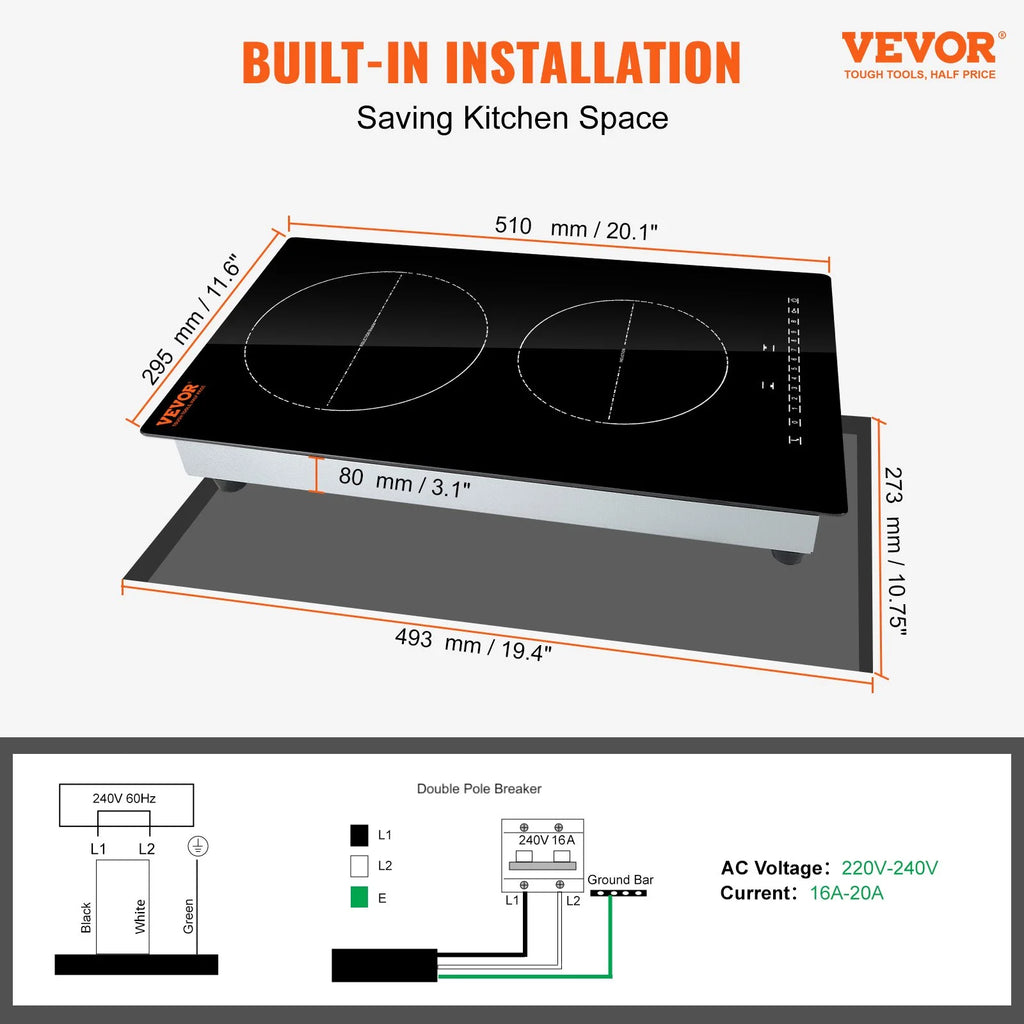 12'' 2 Burner Electric Induction Cooktop A3468