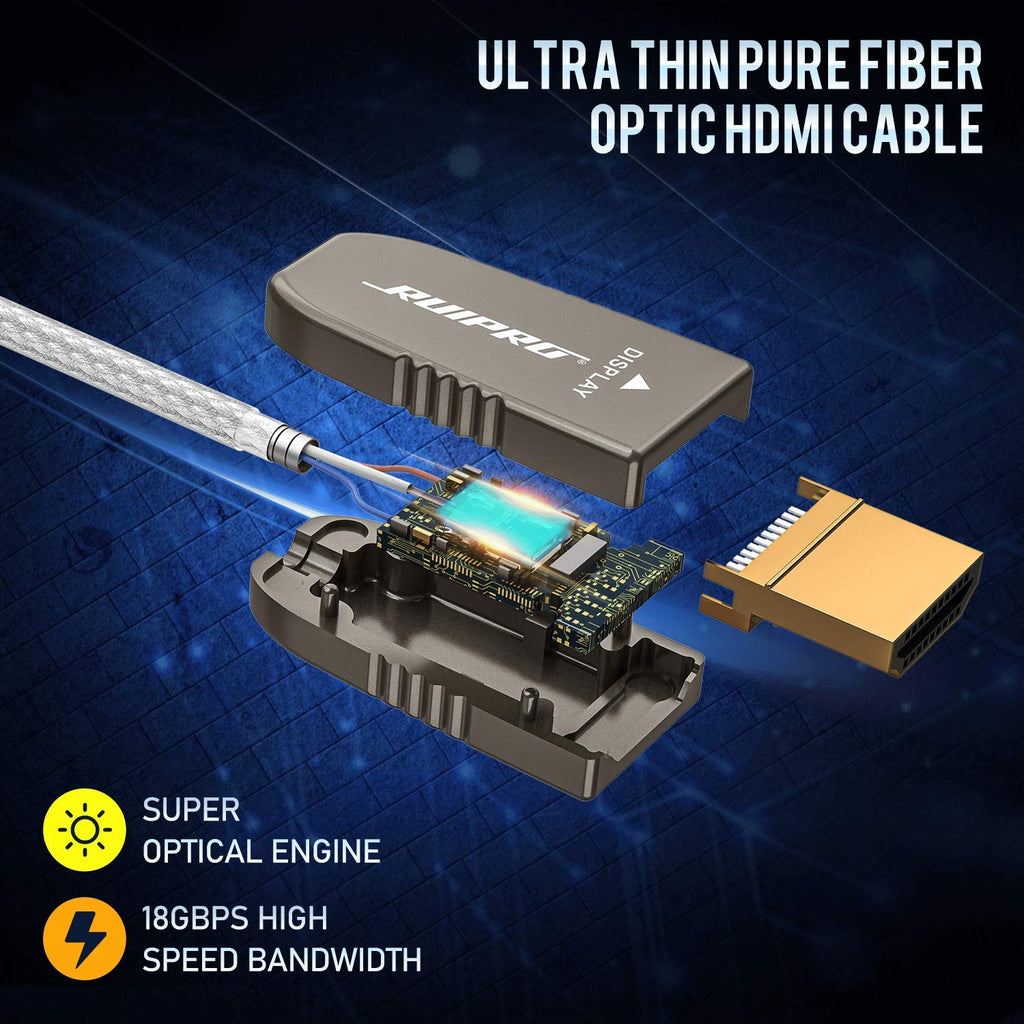 HDMI Ultra Thin Fiber Optic Cable 80ft 4K 60Hz HDMI 2.0b High Speed 18Gbps H657270