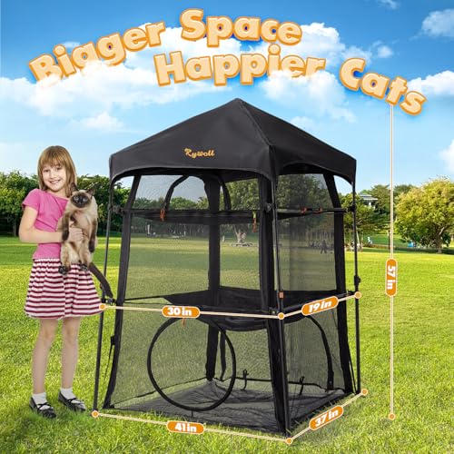 Extra Large 3-Tier Foldable Outdoor Cat Enclosure with Carry Bag T941953
