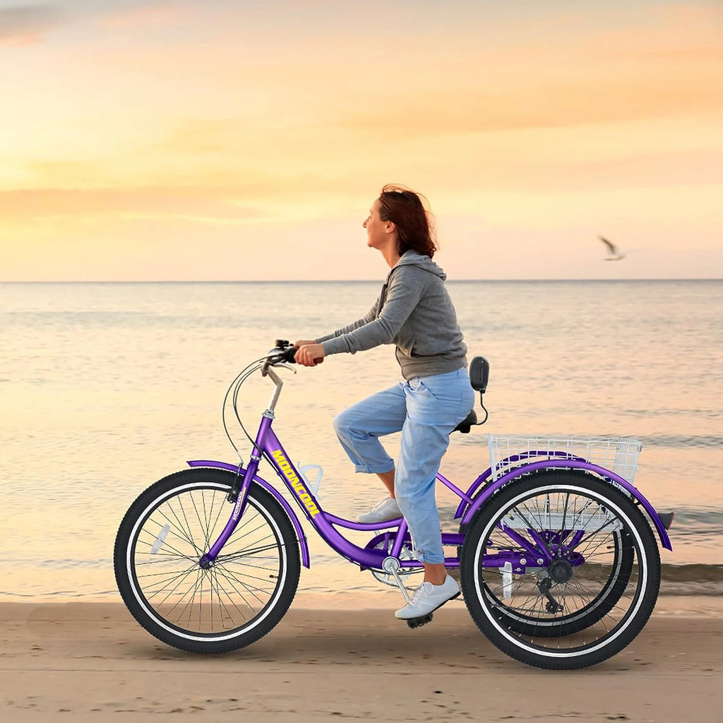 Purple Adult Tricycles with Removable Shopping Basket I26699