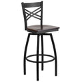 Black and Walnut Metal Swivel Bar Stool L49425