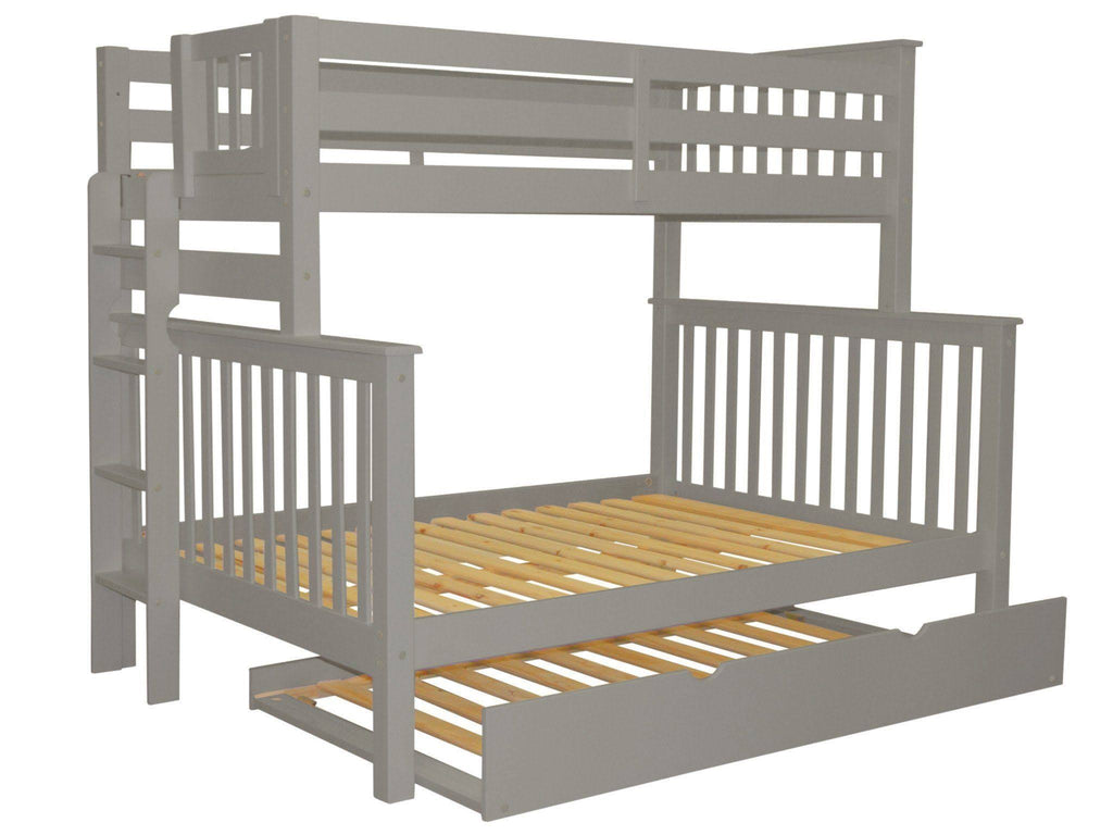 Gray Twin over Full Bunk Beds with End Ladder and Trundle X558861